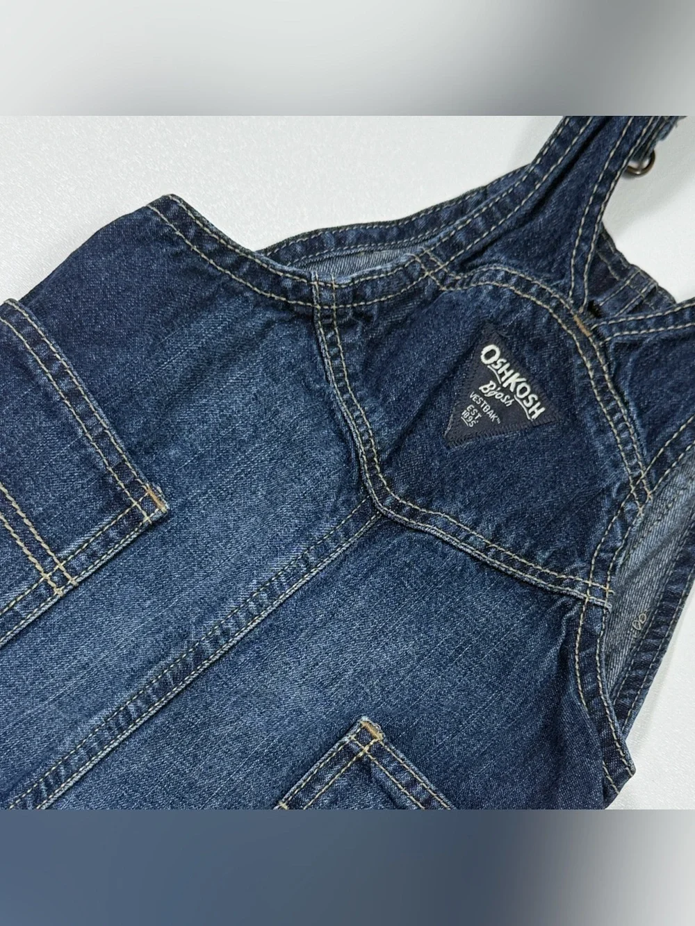 OshKosh B’gosh Boys 18M Denim Shortalls Blue Cotton Overalls Shorts
